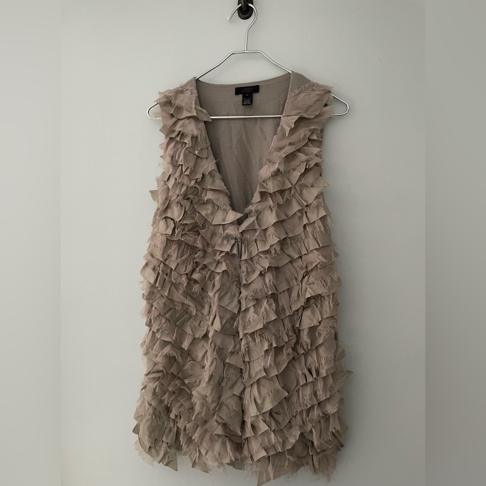 J. Crew Black Label Wool & Silk Ruffled Tank Top